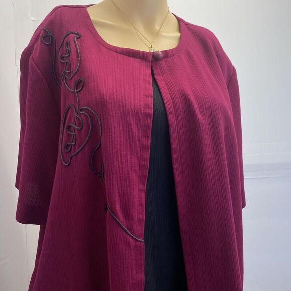 Alfred Dunner Womens  Open Front Jacket  Short Sleeve Red Size 18 Made‎ In USA - Picture 9 of 13